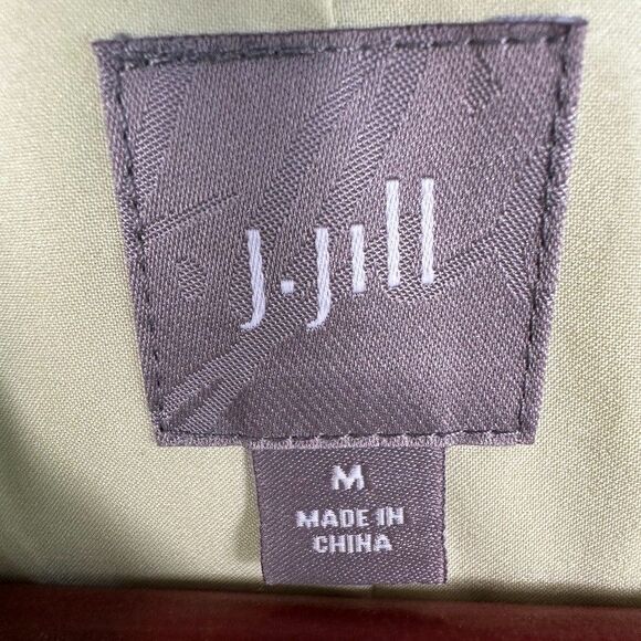 J. Jill Trench Jacket Green Womens Size Medium Linen Cotton Blend Lightweight - Picture 2 of 4